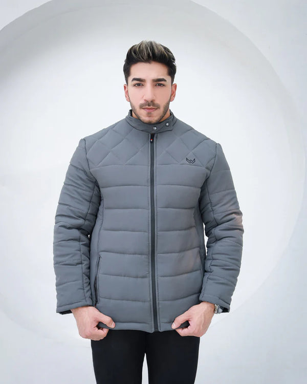 Premium Diamond Quilted Jacket - Grey