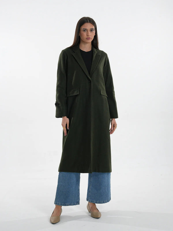 Bottle Green Wool Blend Coat