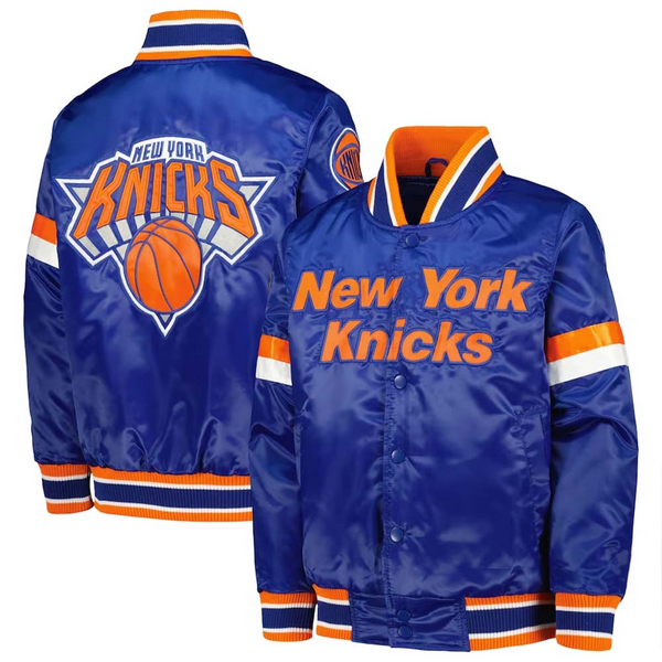NBA Youth New York Knicks Starter Blue Varsity Satin Full-Snap Jacket in USA
